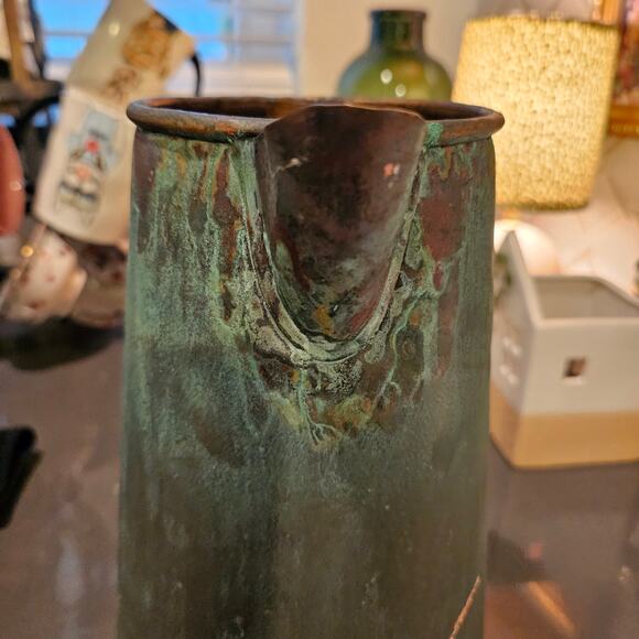 Early 1900s Verdigris Copper Pitcher Perfect Display Piece - Picture 11 of 14